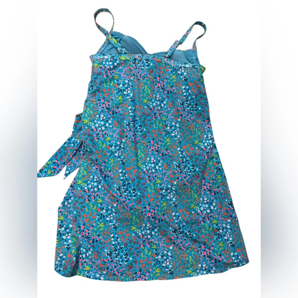 Lands' End women’s one piece swimsuit swim dress 2 blue floral - Picture 4 of 8